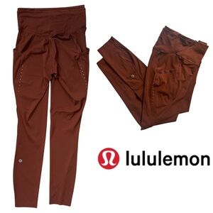 Lululemon Athletica Fast and Free High Rise Tights 25” dark terracotta rust sz 2